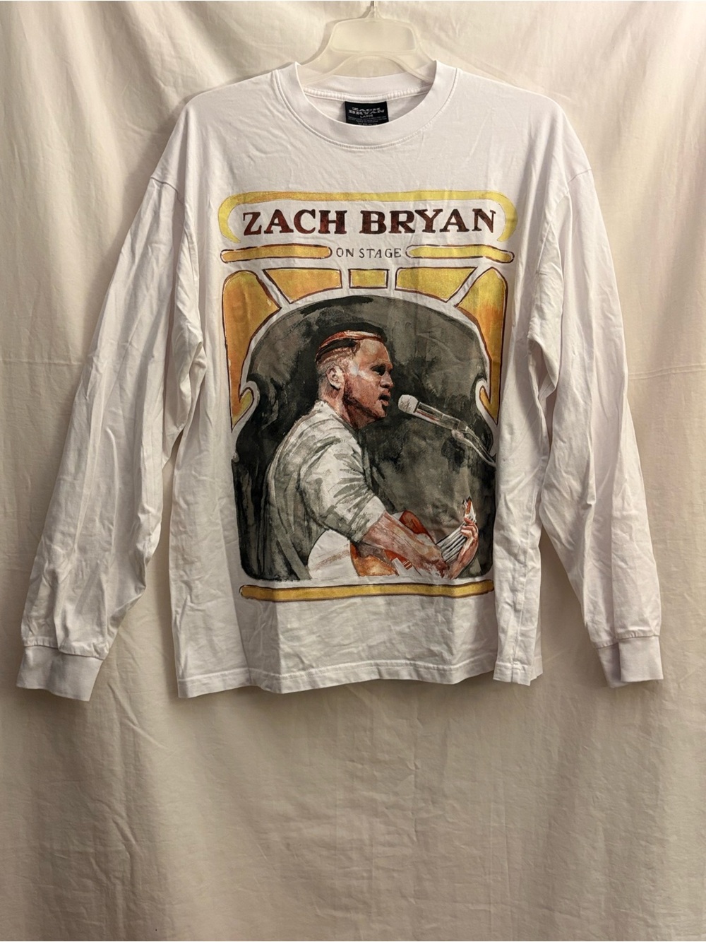 Zach Bryan On Stage Concert Long Sleeve Shirt Size Large Graphic White